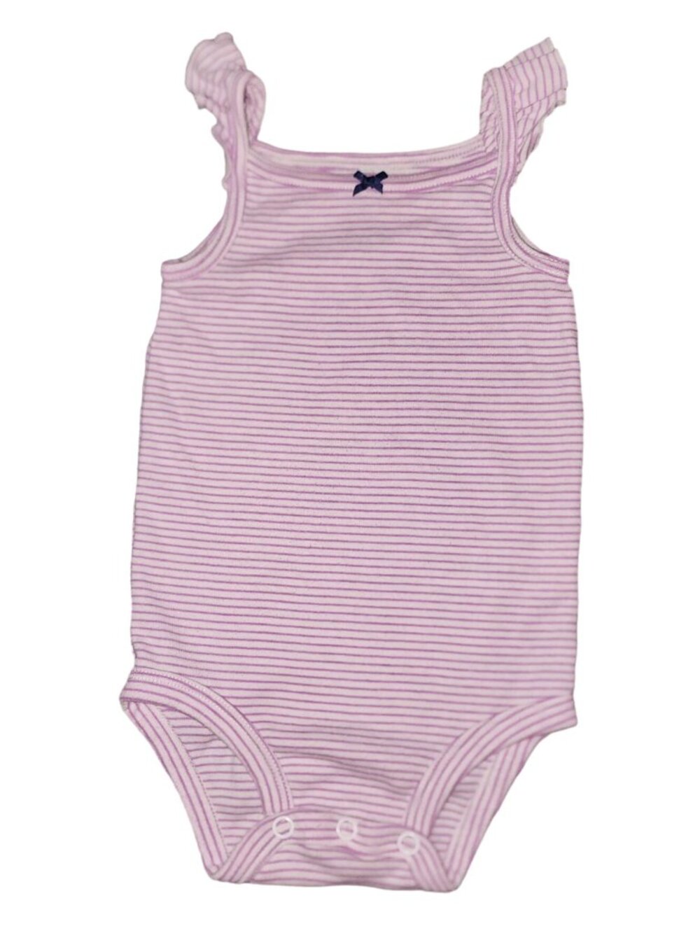 Baby Girls Carter's Purple White Striped Sleeveless Ruffle Bodysuit 9 Months